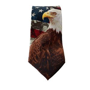 4/$25 Eagles Wings Tie Patriotic Bald Eagle Flag 100% Silk Inspirational Necktie